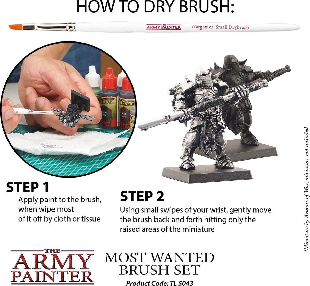 The Army Painter Most Wanted Brush Set - Miniature Small Paint Brush Set of  3
