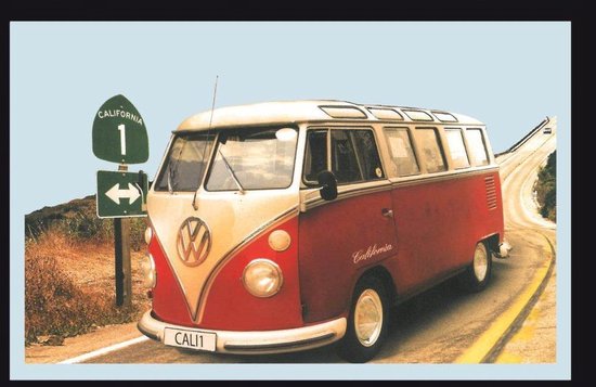 VW Bulli - T1 California - Miroir avec cadre - 22x32cm
