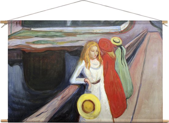 Mädchen auf der Brücke | Edvard Mulch | Oude meesters | Kunst | Textieldoek | Textielposter | Wanddecoratie | 60CM x 40CM” | Schilderij