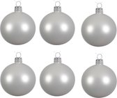 24x Winter witte glazen kerstballen 6 cm - Mat/matte - Kerstboomversiering winter wit