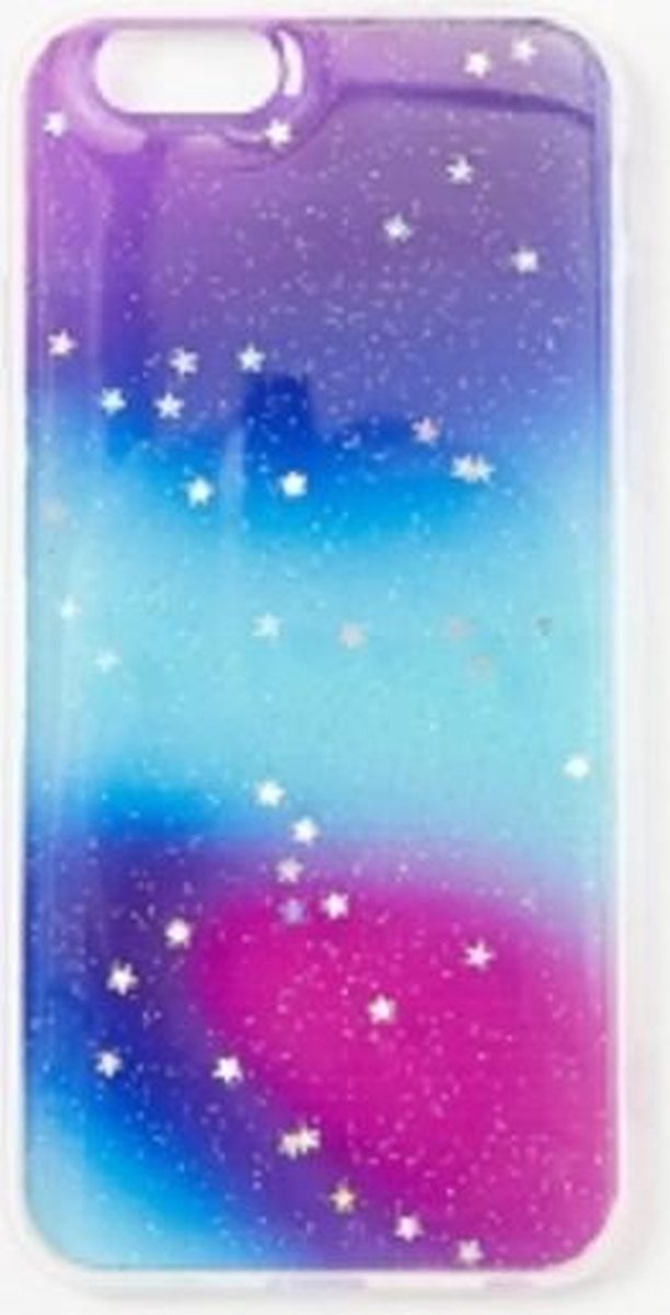 Iphone hoesje glitter sterretjes paars /blauw