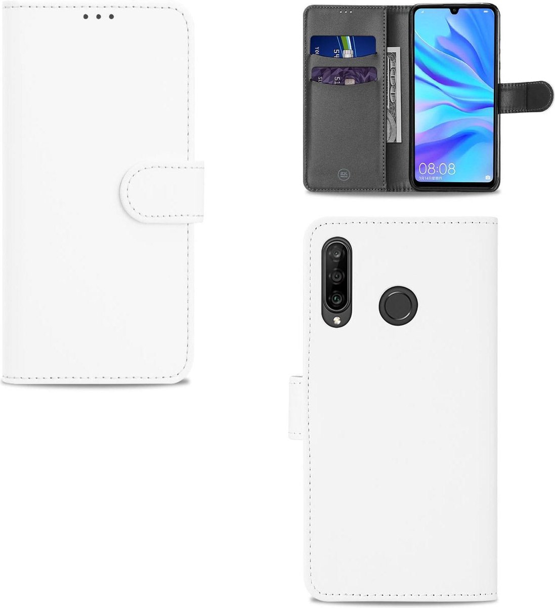 Huawei P30 Lite Telefoonhoesje Wit met Pasjeshouder