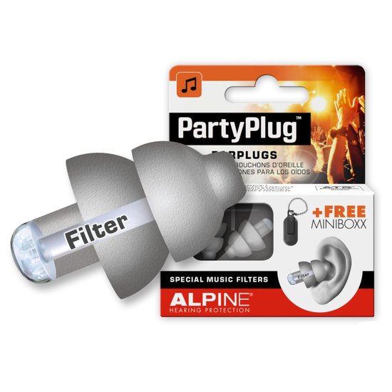 Alpine PartyPlug - Muziek oordoppen - Zilvergrijs - SNR 19 dB - 1 paar