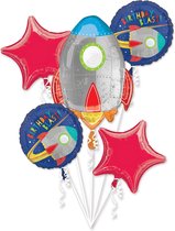 Amscan - Folieballonnenset Raket Birthday Blast 5 stuks