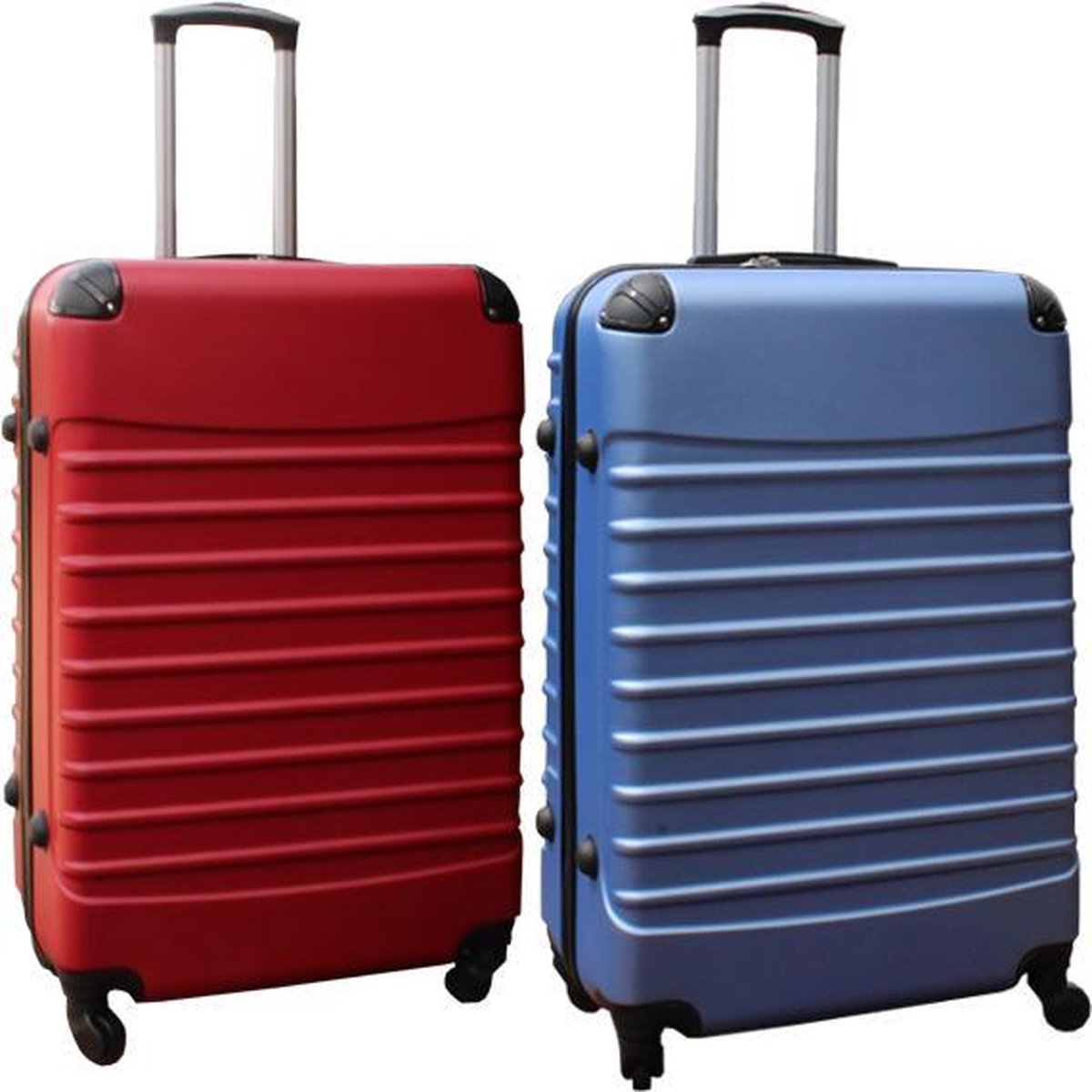 Travelerz kofferset 2 delig ABS groot - met cijferslot - 95 liter - rood - licht blauw