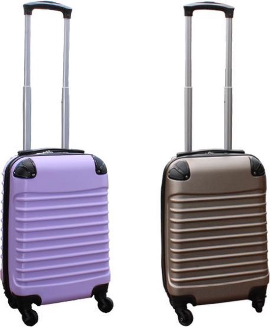 Travelerz kofferset 2 delig ABS handbagage koffers - met cijferslot - 27 liter - lila - goud