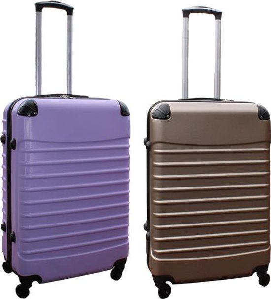 Travelerz kofferset 2 delig ABS groot - met cijferslot - 69 liter - lila - goud