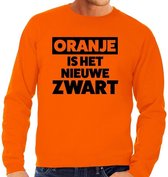 Oranje tekst sweater Oranje is het nieuwe zwart voor heren -  Koningsdag kleding M