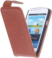 Polar Echt Lederen Samsung Galaxy Core i8260 Flipcase Hoesje Bruin - Cover Flip Case Hoes