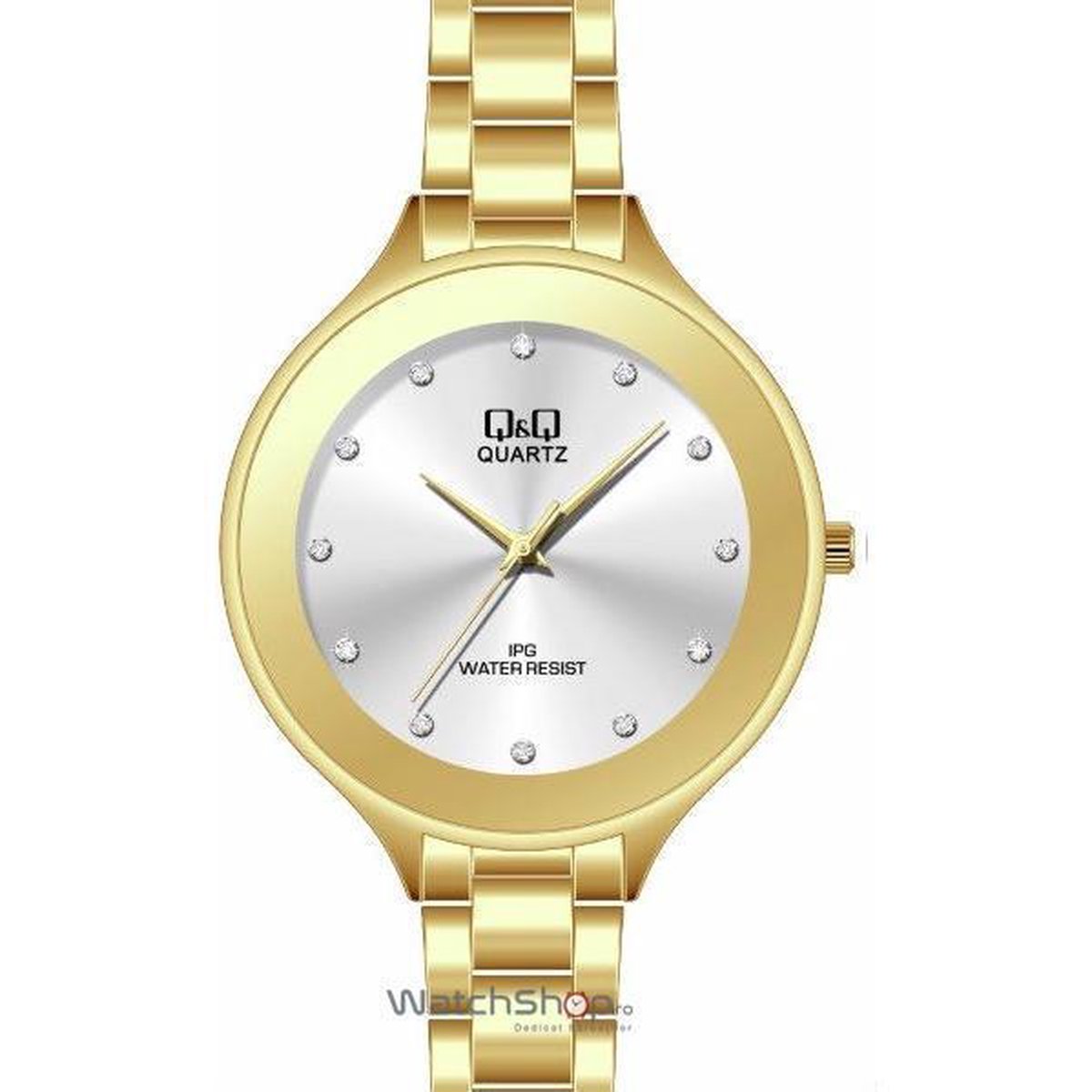 QQ prachtige horloge C185J801Y- goudkleurig met mooie steentjes- diameter van 48mm