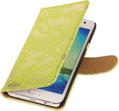 Samsung Galaxy A5 - Groen Lace/Kant hoesje - Book Case Wallet Cover Beschermhoes