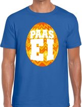 Paasei t-shirt blauw met oranje ei voor heren L