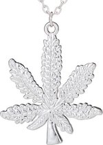 24/7 Jewelry Collection Wiet Ketting - Marihuana - Hennep - Hasj - Cannabis - Zilverkleurig