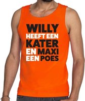 Oranje tekst hemd Willy heeft een kater en Maxi een poes t-shirt oranje heren -  Koningsdag kleding M