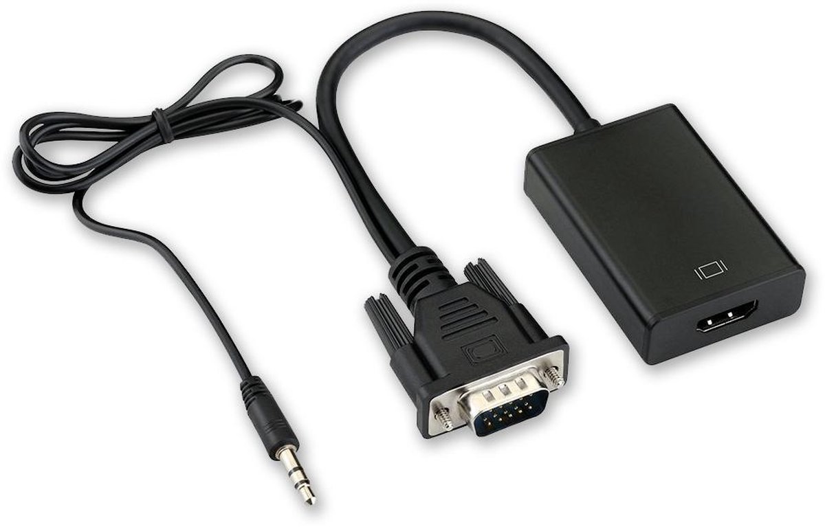 dialog Tåget Stå sammen VGA (+ Audio) naar HDMI Adapter - Zwart - VGA naar HDMI Monitor/TV | bol.com