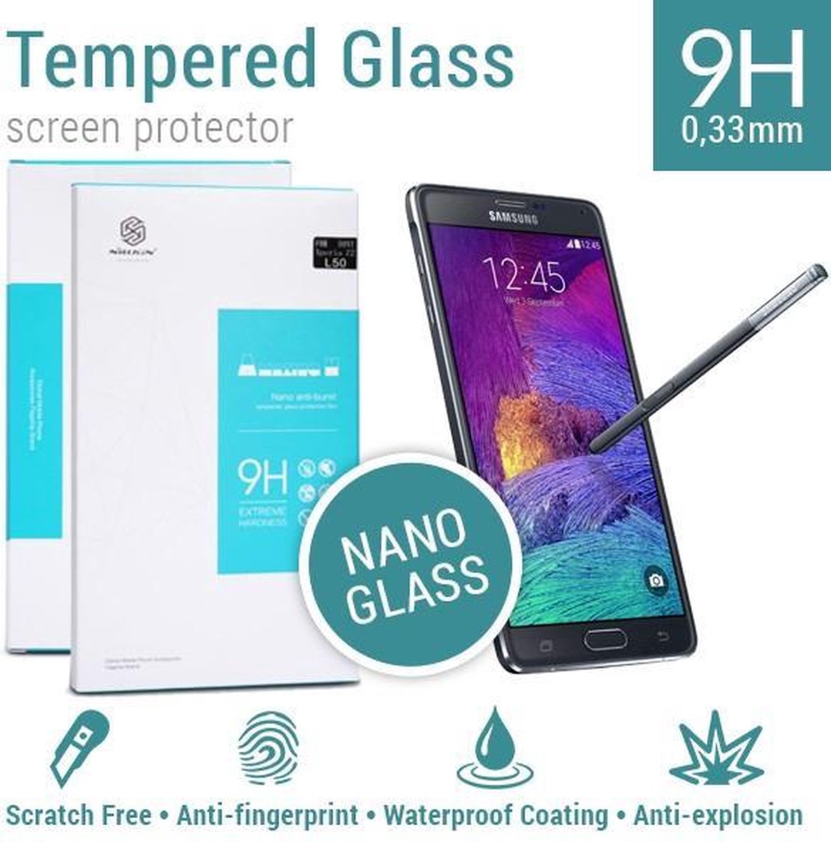 Nillkin Screen Protector Tempered Glass 9H Nano Samsung Galaxy Note 4