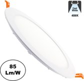 LED Downlighter Slim 15w, 1200 Lumen, 4000K neutraal Wit, Wit, Aluminium Body, Gatmaat Φ185mm