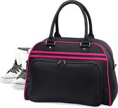 Bagbase Retro bowlingtas, Kleur Black/ Fuchsia