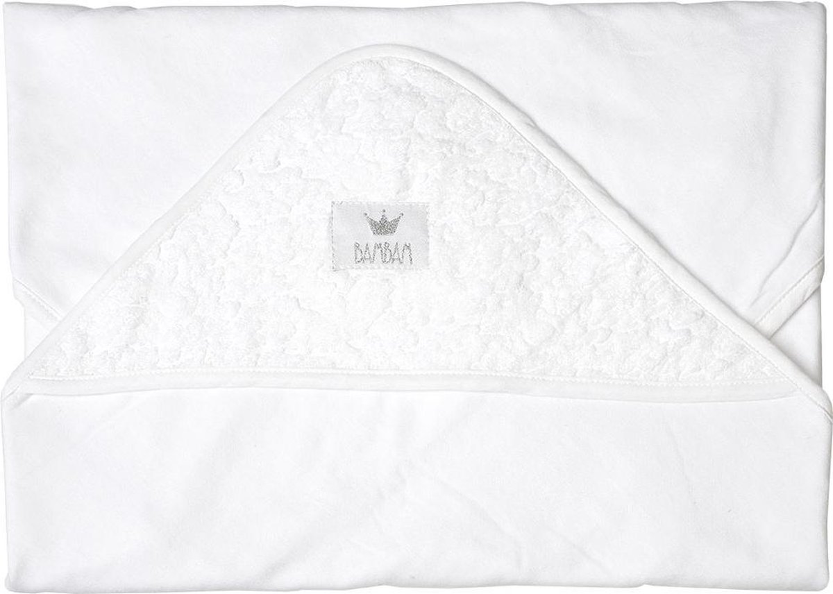 Hooded Towel White Jacquard