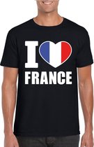 Zwart I love Frankrijk fan shirt heren S