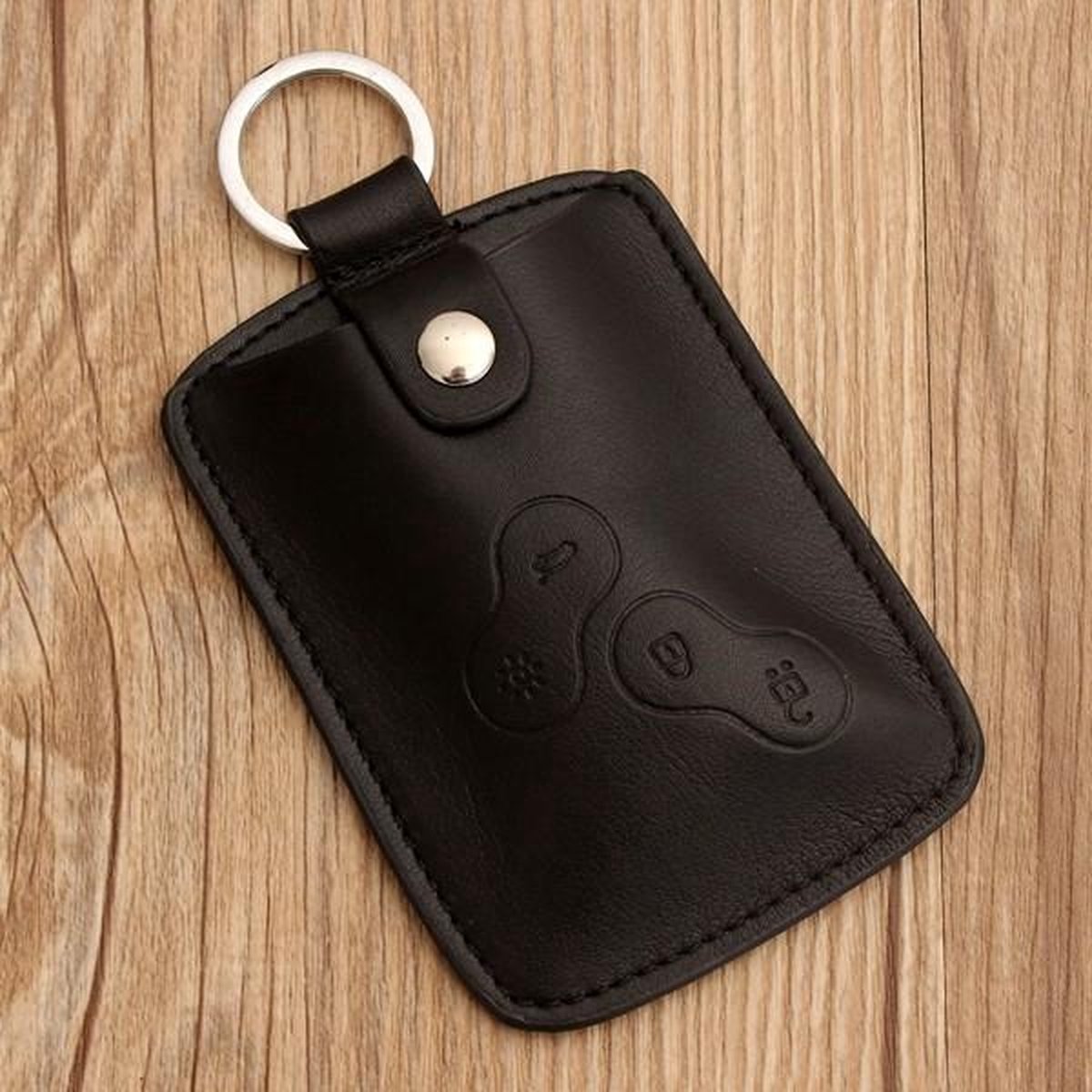 Black Leather Car Key Cover Case Wallet Holder Shell for Renault Clio  Scenic Megane