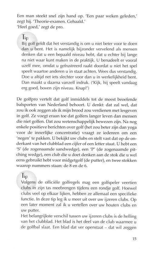 Een paragraaf tekst over golf. De tekst bevat een 'Tip' sectie.