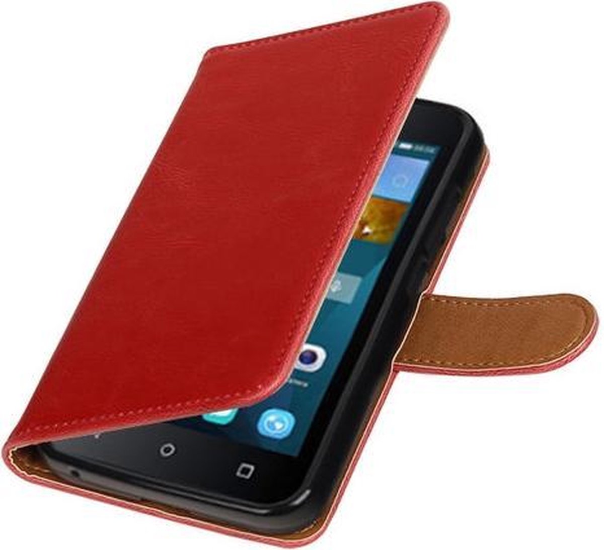 BestCases.nl Rood Pull-Up PU booktype wallet hoesje voor Huawei Y560 / Y5