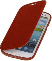 Bruin TPU Book Case Flip Cover Hoesje Lijn Motief Samsung Galaxy S3 i9300