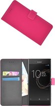 Roze Luxe Bookcase Wallet hoesje voor Sony Xperia XZs