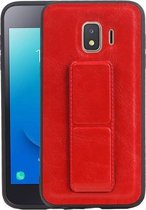 Grip Stand Hardcase Backcover voor Samsung Galaxy J2 Core Rood