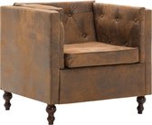 Bankstel Chesterfield-stijl suède-look stoffen bekleding bruin 2-delig (incl. vloerviltjes)