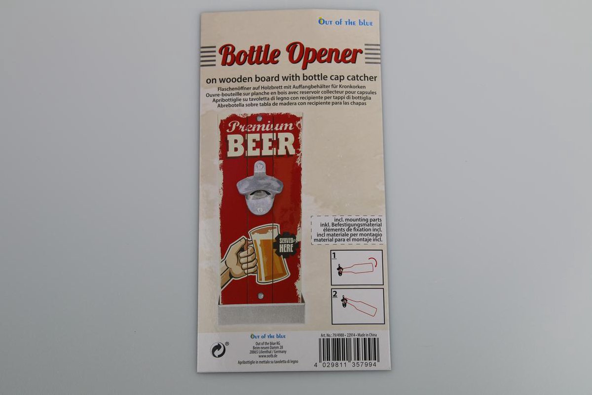 Bieropener Muur Flesopener met opvangbak Vintage stijl