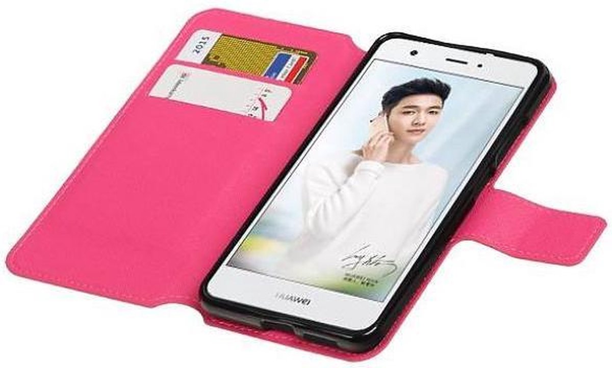 Cross Pattern TPU Bookstyle Wallet Case Hoesjes Geschikt voor Huawei Nova Plus Roze