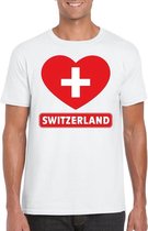 Zwitserland hart vlag t-shirt wit heren L