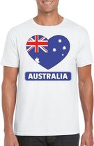 Australie hart vlag t-shirt wit heren S