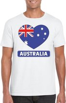 Australie hart vlag t-shirt wit heren XL