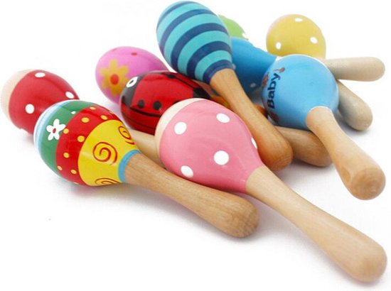 2 stuks houten baby samba bal. muziek instrument rammelaar. | bol.com