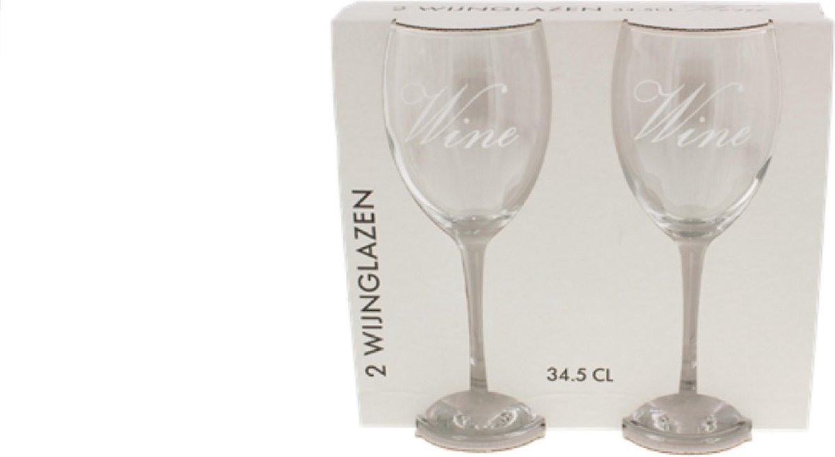 Pasabahce Wijnglazen 34.5 Centil |2 Stuks | Wijnglas | Wine glass | Met  Tekst Wine | bol.com