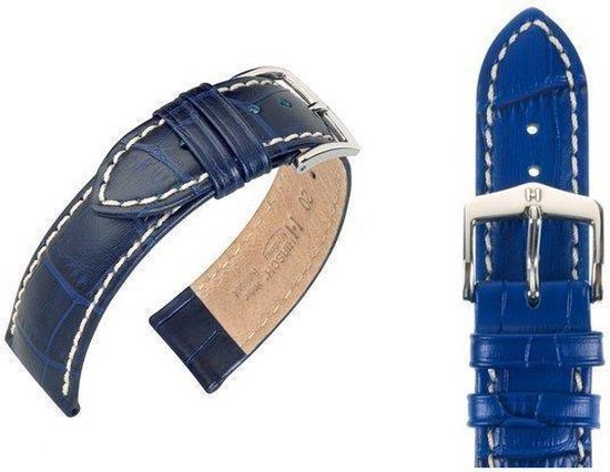 Hirsh Horlogeband Modena Donkerblauw  - Leer - 22mm