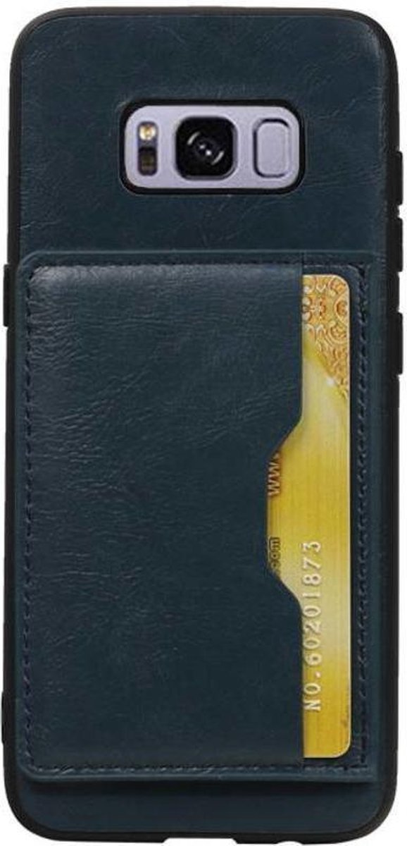 Navy Staand Back Cover 1 Pasje Hoesje voor Samsung Galaxy S8