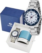 Marea B35279/10 analoog horloge 38 mm 50 meter wit/ blauw