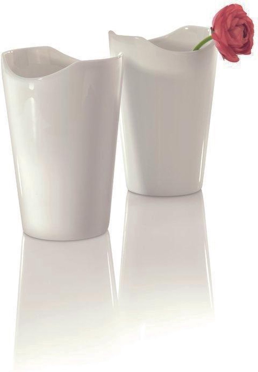 BERGHOFF Eclipse Porseleinen Vaasjes - Wit, 12 cm (Set van 2)