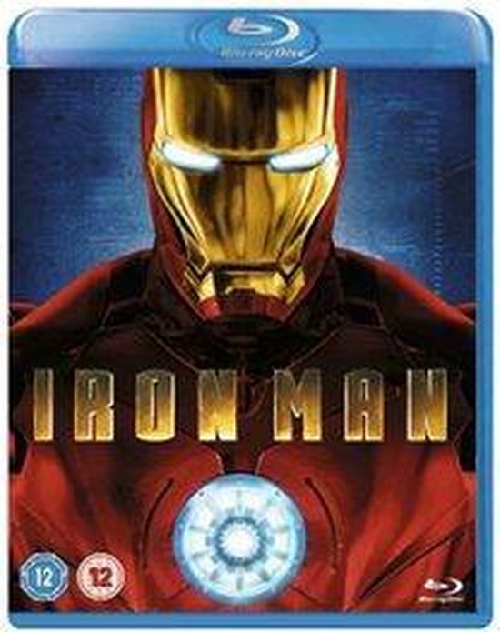 Iron Man Blu-ray hoes met het rode en gouden Iron Man harnas en de tekst "IRON MAN".