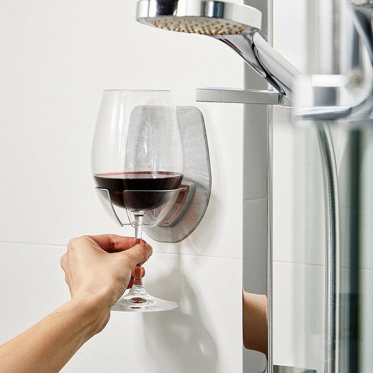 Porte-verre à vin Zoëies® - 7 x 10 cm - Gris - Pour douche ou bain - 1  verre | bol.com