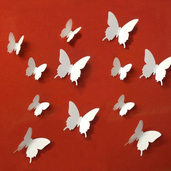 36 Pièces Combi Offre Premium 3D Papillons Sticker Muursticker / Décoration murale pour les enfants Chambre / Chambre de bébé / chambre à coucher - Autocollant de papillon Wit