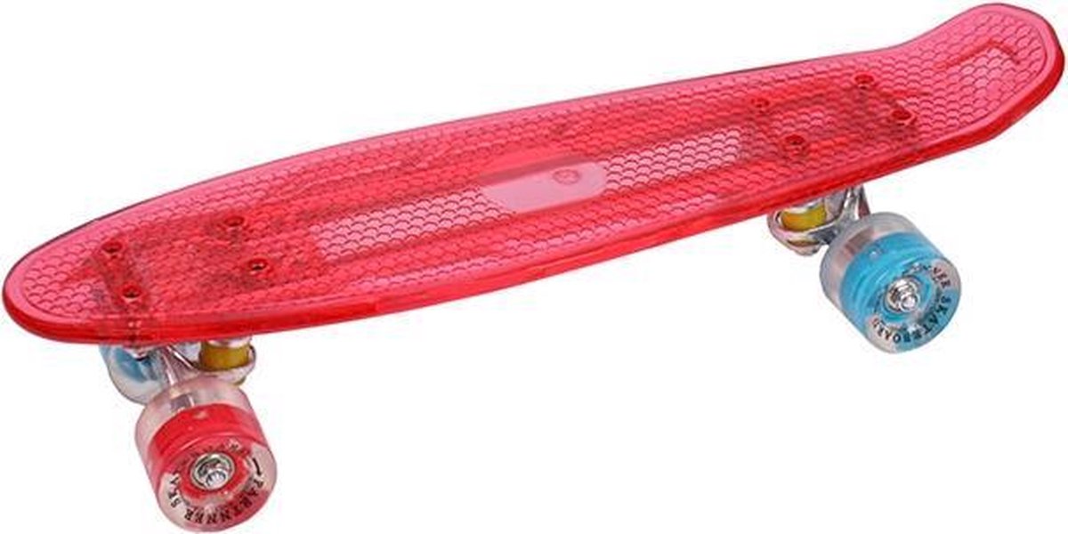 Zeestraat Staren Dicht Retro Plastic skateboard - Met LED verlichting - Transparant Rood | bol.com