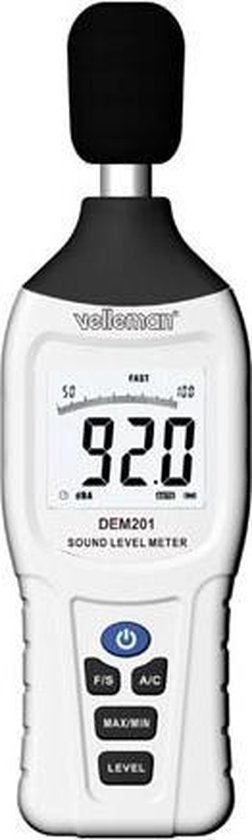 Velleman Geluidsniveaumeter, 30 db-130 db, LCD-Display, automatische uitschakeling
