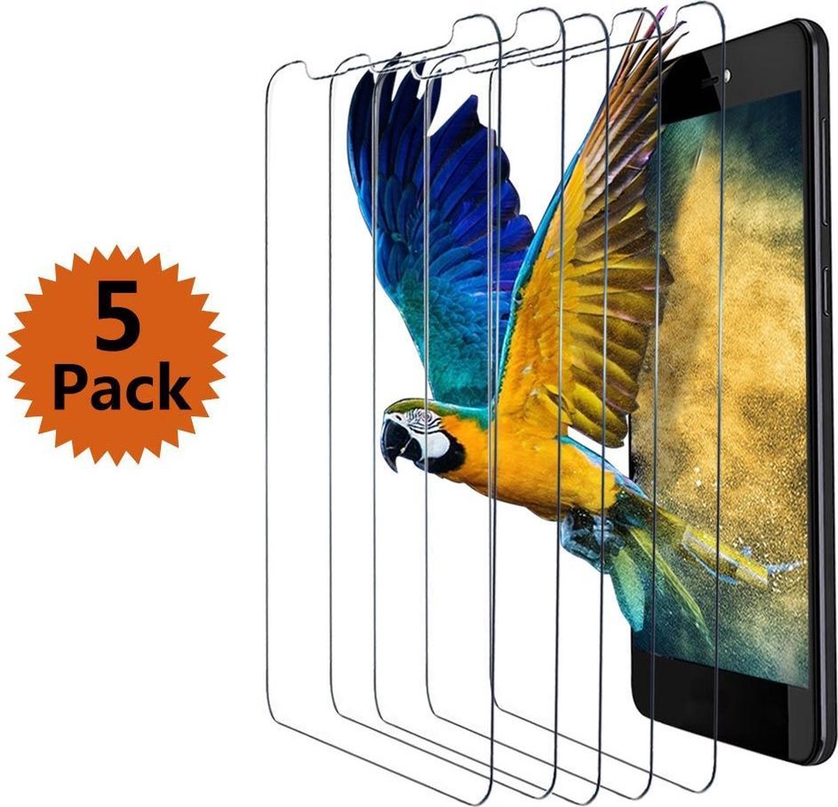 Telefoonhoes Geschikt voor: Samsung Galaxy A6 Screen Protector [5-Pack] Tempered Glas Screenprotector