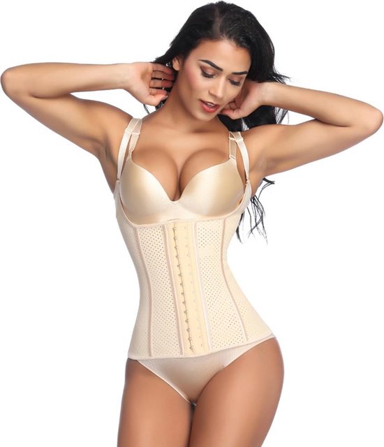 Foto: Lafaja waist trainer semi vest geperforeerde latex ivoor maat 3xl kledingmaat 44 46 