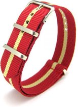 Premium Red Beige - Nato strap 20mm - Stripe - Horlogeband Rood Beige